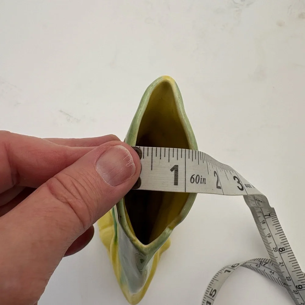 Mid-Century Modern Handcrafted Green and Yellow Leaf Vase